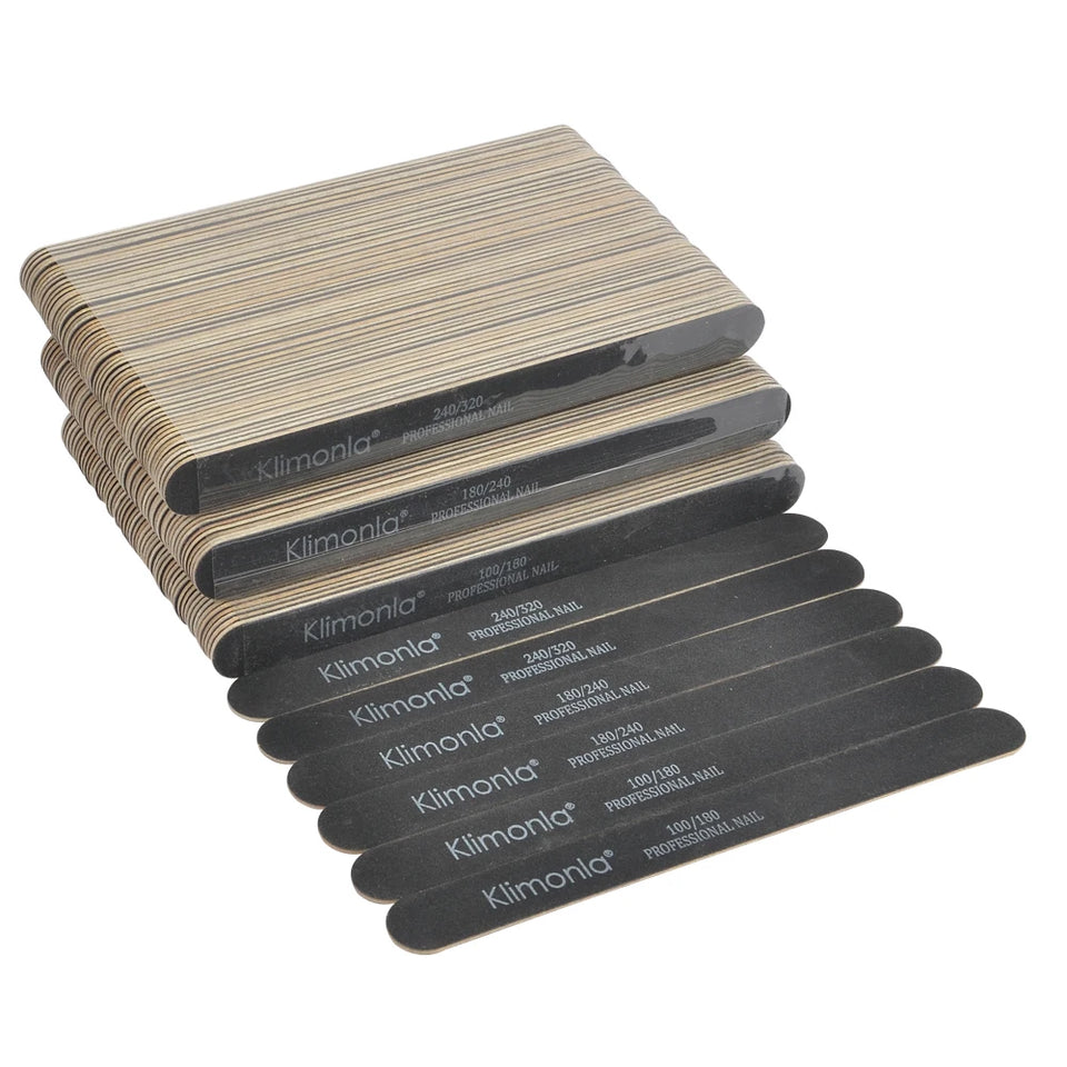 5/10 /20 pcs Wooden Nail File 100/180/240/320 Black Sandpaper Buffer Professional Nail Files Pedicure Manicure Polishing Tools
