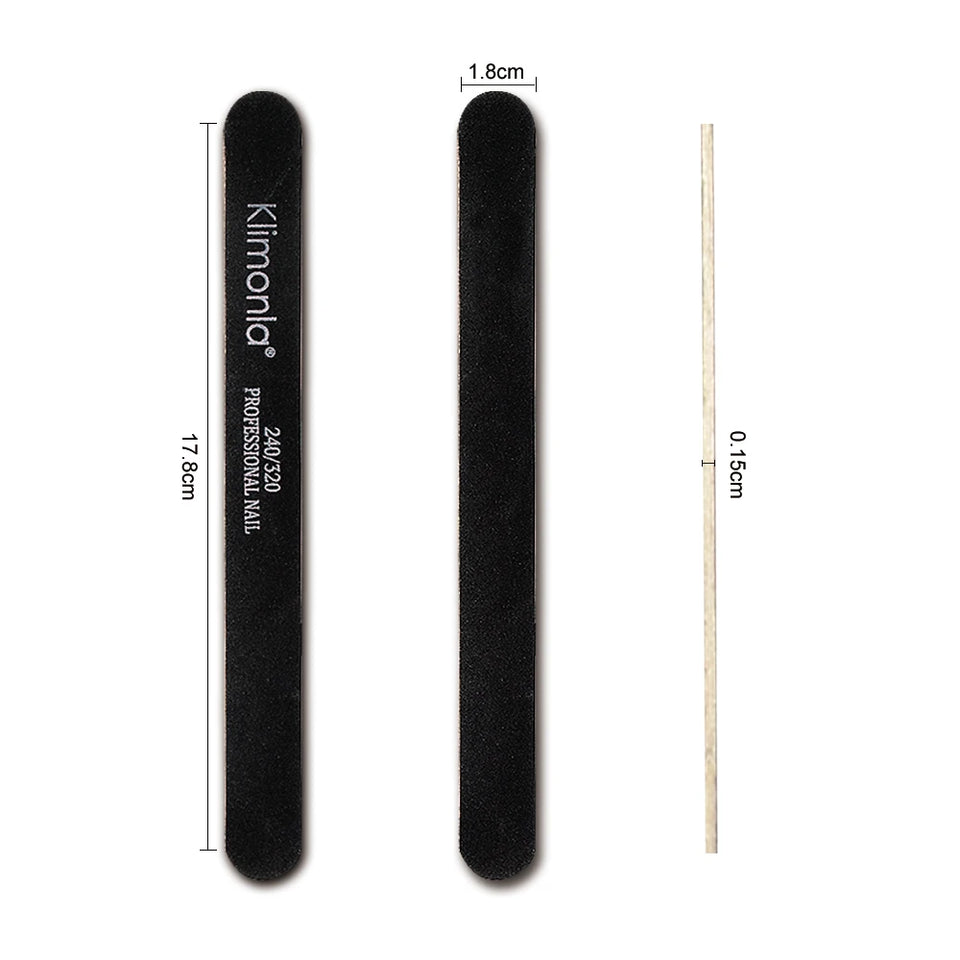 5/10 /20 pcs Wooden Nail File 100/180/240/320 Black Sandpaper Buffer Professional Nail Files Pedicure Manicure Polishing Tools