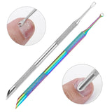 Nail Circle Beveled Head Stainless Steel Cuticle Pusher Nail Art Sanding Tablet Manicure Sticks Tool for Salon Nails Accessories