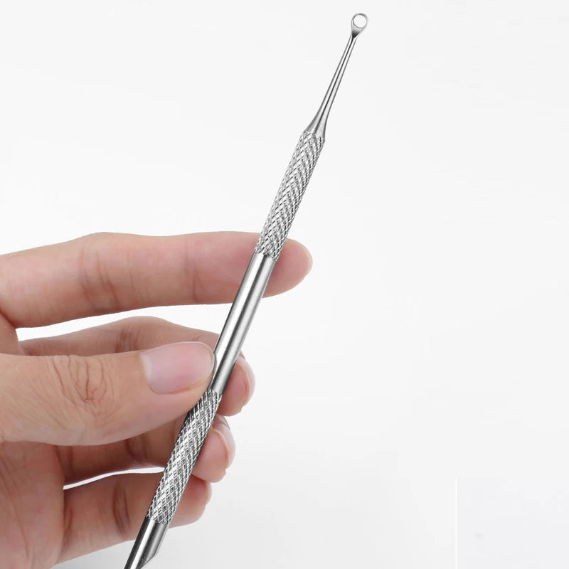 Nail Circle Beveled Head Stainless Steel Cuticle Pusher Nail Art Sanding Tablet Manicure Sticks Tool for Salon Nails Accessories