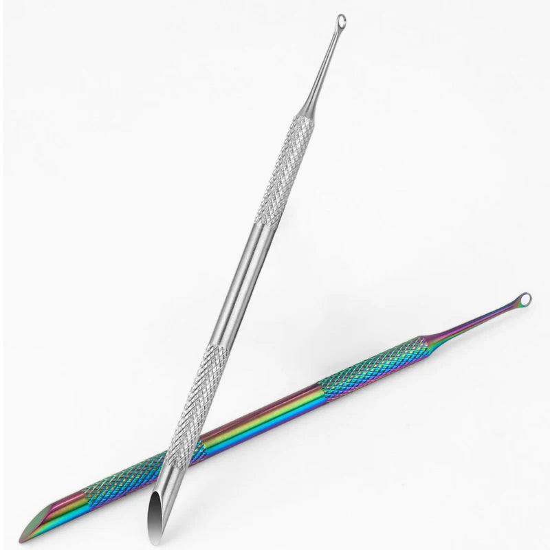 Nail Circle Beveled Head Stainless Steel Cuticle Pusher Nail Art Sanding Tablet Manicure Sticks Tool for Salon Nails Accessories