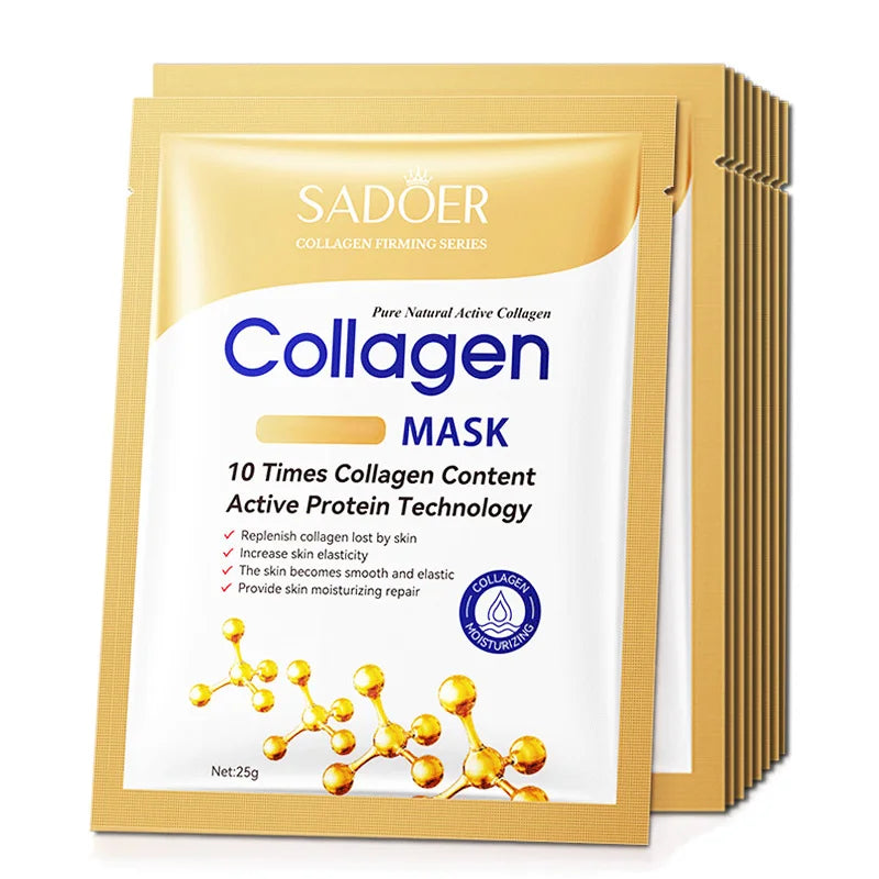Masque Facial au Collagène SADOER - Lot de 10 pièces