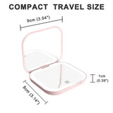 Compact Small Mini Gift Vanity Table Folding Led Lights Portable Hand Held Pocket Makeup Mirror 2X magnifying
