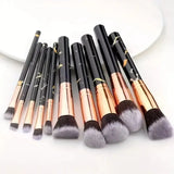 10 Pcs Marble Makeup Brushes Premium Synthetic Kabuki Foundation Blending Face Powder Blush Concealers Eye Shadows Brushes