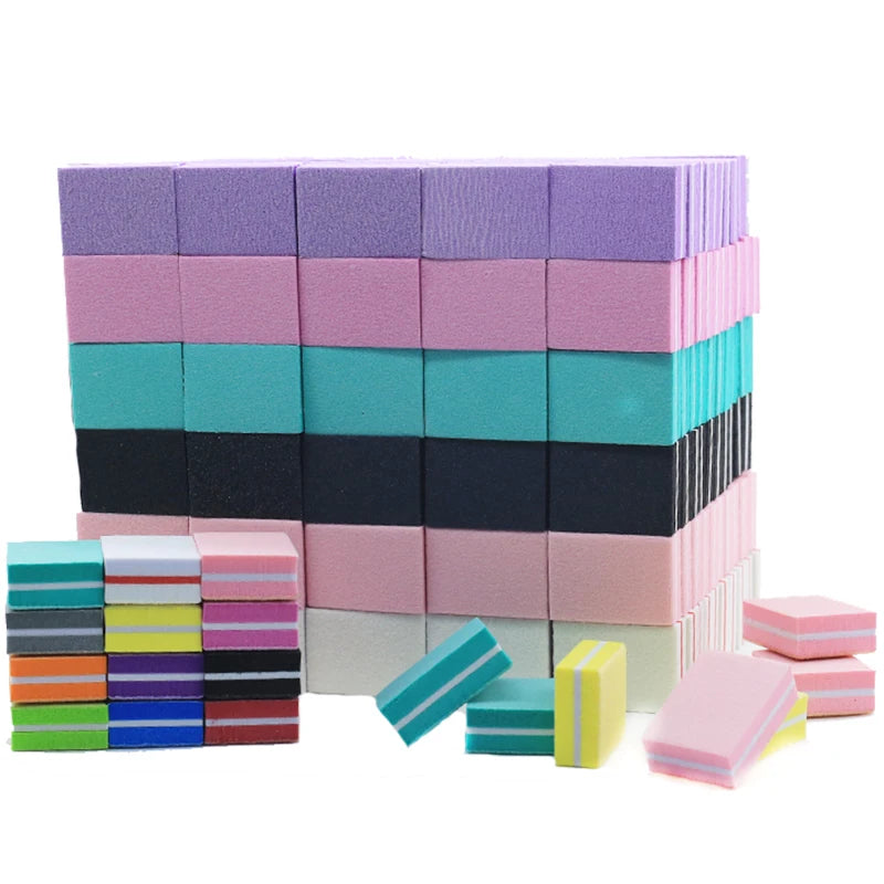 50Pc Professional Mini Nail Art buffer 100/180 Sandpaper Manicure Care File Sanding Polishing Nails File Grinding Equipment Tool