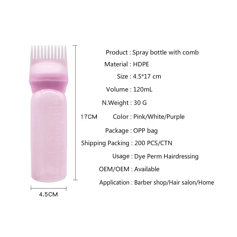 3 Colors Dyeing Shampoo Bottle With Comb Hair Dye Oil Applicator Bottles Hair Dye Bottle Applicator Hair Salon Styling Tools