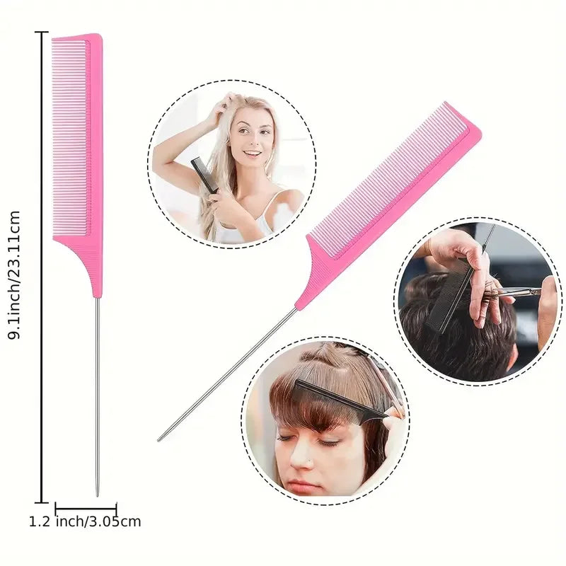 5pcs/set Detangling Hair Brush Curly Hair Curved Rat Tail Comb Set Edge  Hair Brush Curly Hair Brush Salon Hair Tools