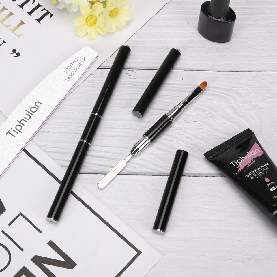 Gel Brush & Picker, 2 IN 1 Design Nail Brush and Spatula,Gel Nail Brush Tool for Acrylic Nails Extension Gel