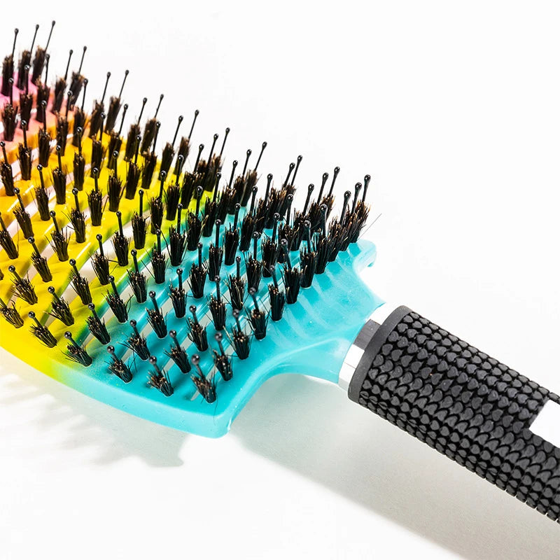 Bristle&Nylon Hair Brush Girls Hair Scalp Massage Comb Women Wet Curly Detangle Hair Brush for Salon Hairdressing Styling Tool