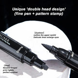 2 In1 Winged Stamp Liquid Eyeliner Pencil Water Proof Fast Dry Double-ended Black Seal Eye Liner Pen Make Up for Women Cosmetics