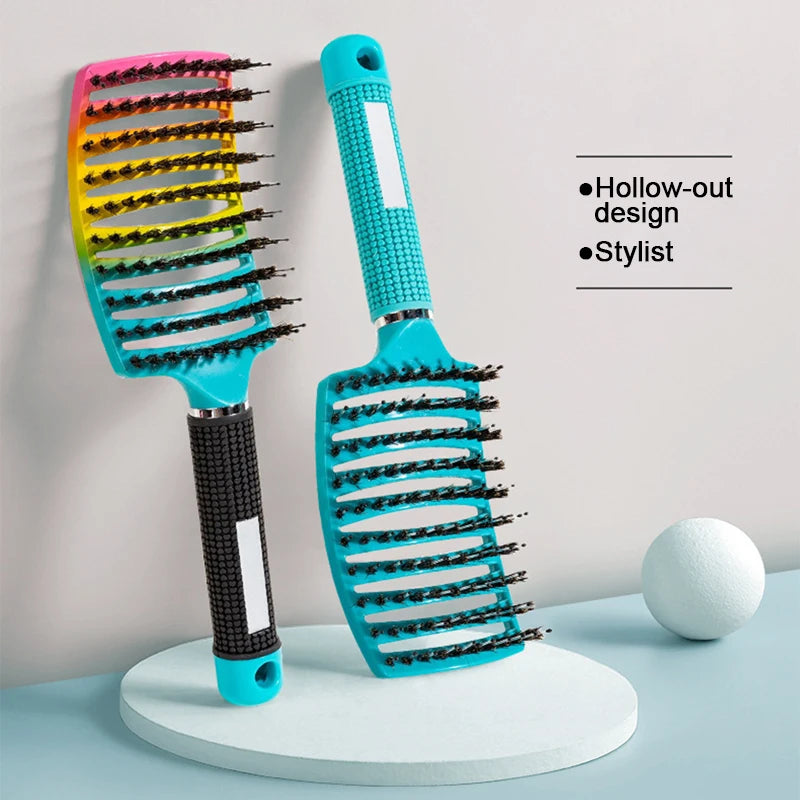 Bristle&Nylon Hair Brush Girls Hair Scalp Massage Comb Women Wet Curly Detangle Hair Brush for Salon Hairdressing Styling Tool