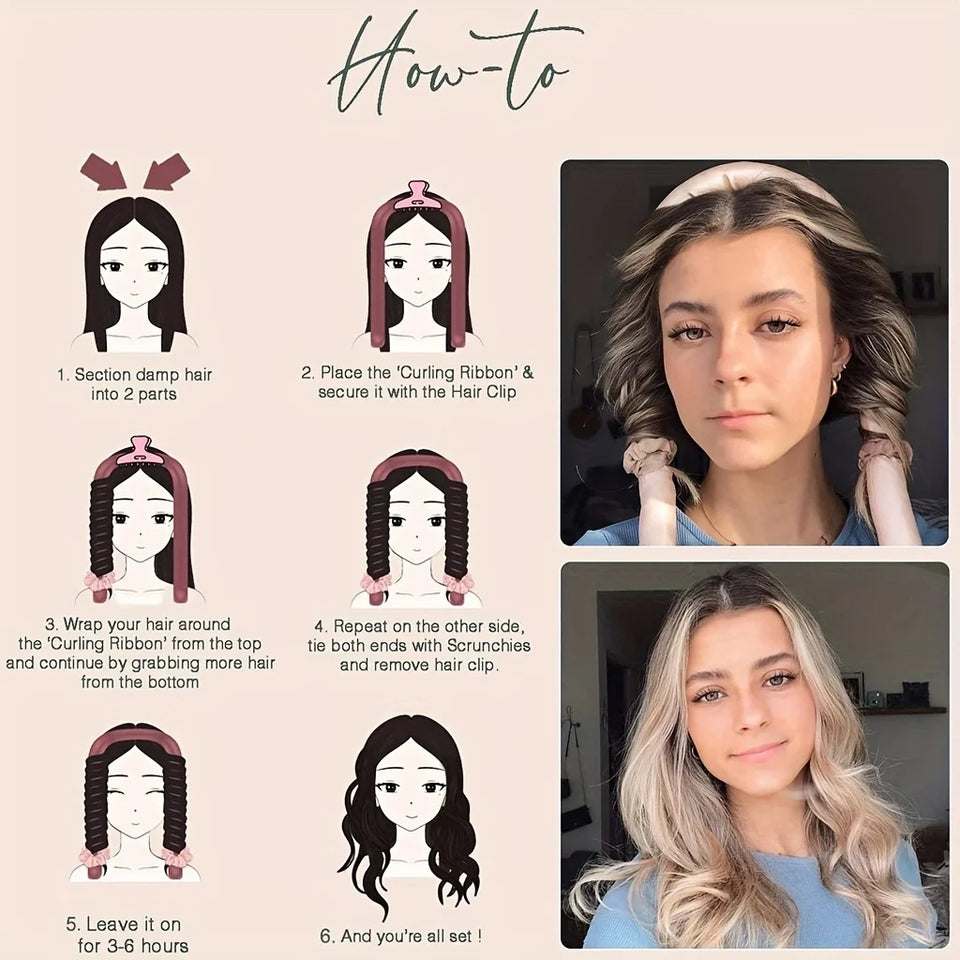 **Ensemble de 4 Bigoudis en Soie sans Chaleur pour Boucler les Cheveux sans Chaleur, pour Dormir**