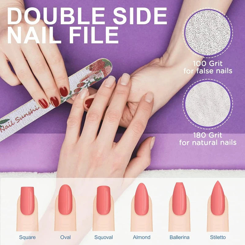 10 Pcs Manicure Set Cuticle Pusher Clippers Nail Art Files Buffer Sanding Tool Cleaning Brush Dead Skin Scissors Nail Care Kits